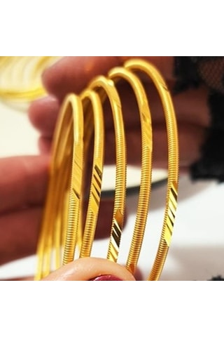 Gümüş Ajda Desenli Gold Bilezik Gold