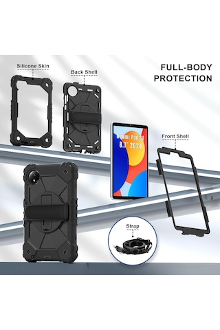 Xiaomi Redmi Pad Se 8.7inç Kılıf Defender Askılı Pars Case Fuji X510 X515 X710 X715 Kılıf