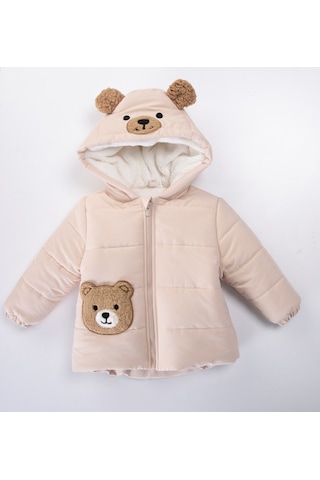 Xo Kids Ayıcık Nakışlı İçi Polarlı Kapüşonlu Şişme Erkek Çocuk Mont 2-6 Yaş 51429 Bej