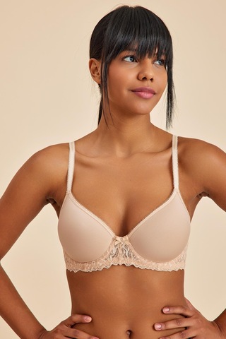 Victoria Ten Balenli Dantelli Dolgusuz Toparlayıcı Balkonet Sütyen Ten