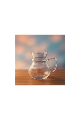 Keyf Çay Borosilikat Çizgili Cam Bardağı Seti 200ml Renkli
