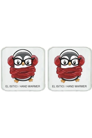 2 Adet Atkılı Penguen Cep Sobası,el Isıtıcı,sıcak Su Torbası Pvc 10x9,5cm Beyaz