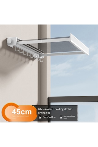 Xiaaokeji Geri Çekilebilir Görünmez Katlanır Çamaşır Kurutma Rafı,delmesiz,beyaz Beyaz