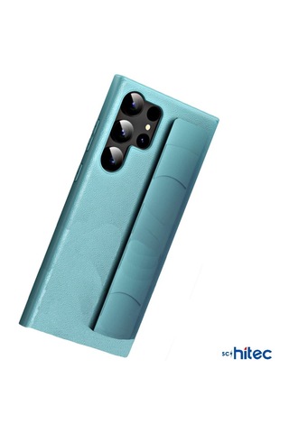 Schitec Samsung Galaxy S24 Ultra Uyumlu Premium Case Parmak Askılı Telefon Kılıfı Açık Mavi