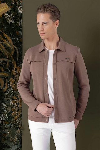 Efor G 1562 Slim Fit Kakao Klasik Gömlek Kahverengi