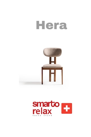 Smarto Relax Hera 2'li Yemek Masası Sandalye Seti - Ahşap Ayaklı, Krem Kumaş Kahverengi