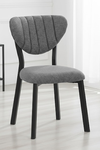 Nemeron Mutfak Sandalyesi Keten Kumaş Metal Sandalye Silinebilir Kafe Salon Sandalyesi - Gri Gri