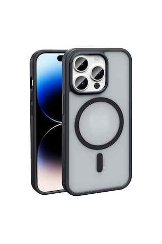 Rba Aksesuar Apple Uyumlu iPhone 14 Pro Max Kılıf M-safe Şarj Özellikli Mat Arka Yüzey Rba Sio Kapak - Siyah Siyah
