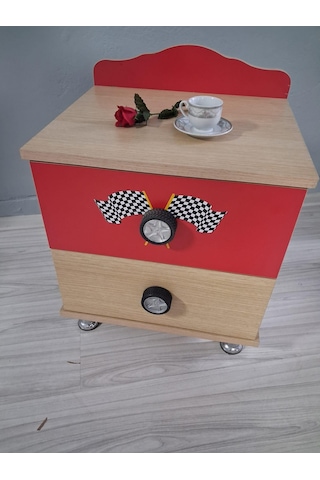 Komodin Formüla 90653 İki Çekmeceli Digital Baskı Yüksek Ayak Lastik Kulp Kırmızı