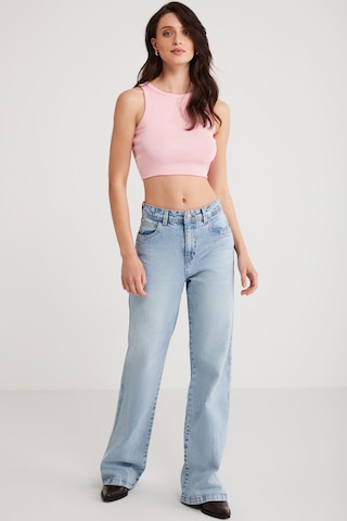 Ethıquet Joyce Kadın Slim Fit Dar Kalıp Sıfır Kol Bisiklet Yaka Örme Crop Pembe Atlet