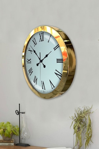 36 Cm Gold Metal Roma Rakamlı Duvar Saati Diğer