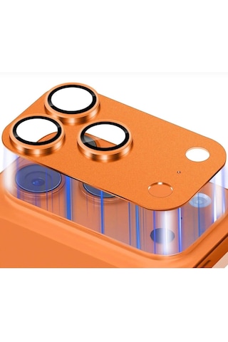 Apple Uyumlu iPhone 17 Pro Metal Koruyucu Lens Çerçeveli Lens Kozmik Turuncu