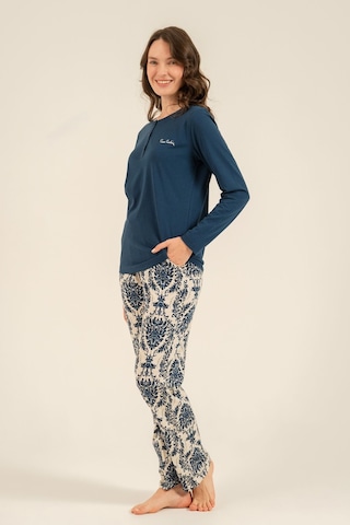 Pierre Cardin Kadın Lacivert Düğmeli Yaka Uzun Kol Pijama Takım Pc9285-s-v1 Pc9285-s-v1