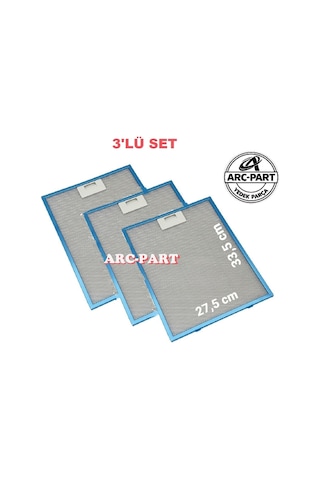 Vestel Uyumlu Davlumbaz Alüminyum Filtre 27,5x33,5 Cm - 3'lü Set