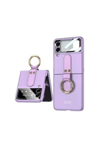 Rba Aksesuar Galaxy Uyumlu Z Flip 3 Kılıf Rba Flip Ring Kıpta Kapak - Mor mor