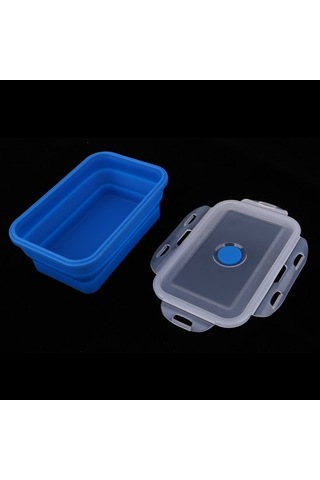 Trendooze Silikon Bento Kase 540ml, Katlanır Mavi Renkli Öğle Yemeği Kutusu Çok Renkli