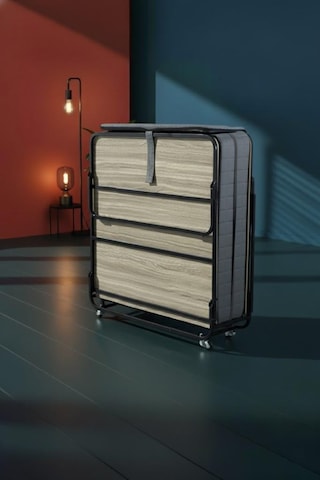 Niron Bonbon Katlanır Yatak 90x200 Cm Metal Karyola, Kapitoneli Metal Başlık, 14 Cm Sünger Yatak