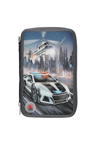 Dino World Monster Cars 3 Katlı İçi Dolu Kalem Çantası 13333 Çok Renkli