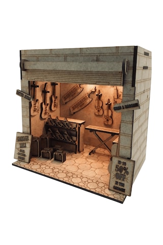 Guitar Garage Ahşap Maket Seti Dıy Miniatür Gitar Atölyesi Book Nook Dekoru