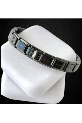Çelik Bileklik İtalyan Charm Model Unisex Erkek Kadın 3 Mm 18 Cm Siyah Black Siyah