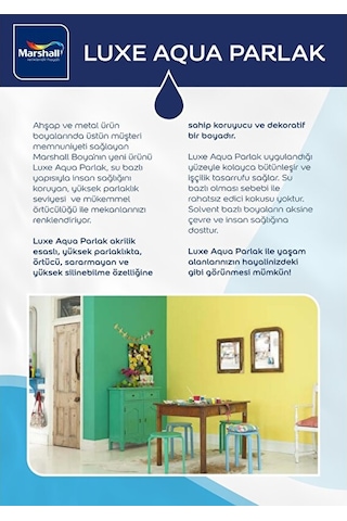 Marshall Luxe Aqua Parlak 2.5 Lt Beyaz Su Bazlı Boya
