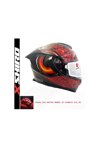 Shiro Fullfacc Raptor Mamb Motosiklet Kaskı Grafik Kırmızı