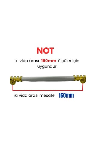 50 Adet Halka Boru Çizgili Altın Beyaz Metal Mobilya Kulpu 160mm Beyaz - Altın