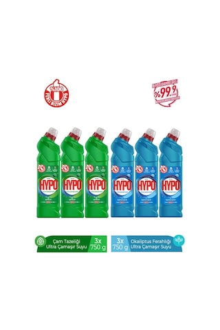 Hyper Hypo Ultra Çamaşır Suyu Çam + Okaliptus 6 x 750 G