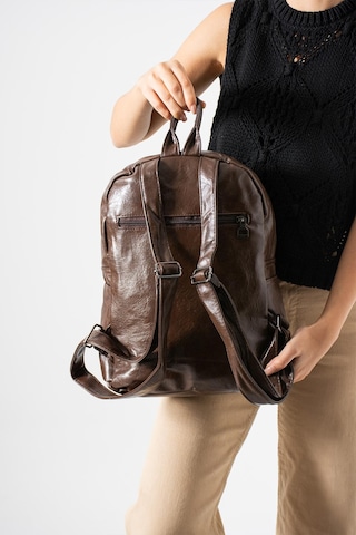 571 Collections Suni Deri Yıkama Sırt Çantası Poliüretan Kahverengi Model: 571-14-16h Kahverengi