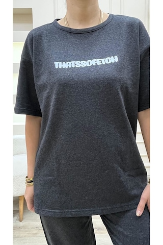Thatssofetch Antrasit T-shirt Eşofman Altı Jogger - Beyaz Baskılı Eşofman Takımı Oversize Antrasit-279647 Thatssofetch Antrasit T-shirt Eşofman Altı Jogger - Beyaz Baskılı Eşofman Takımı Oversize Antrasit-279647