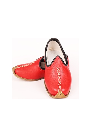 El Yapımı Hakiki Deri Çocuk Yöresel Yemeni Çarık Kırmızı