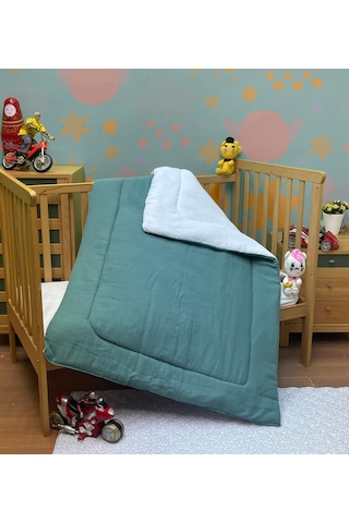 Komfort Home Müslin %100 Organik Pamuk Yumuşak Çift Taraflı Bebek Yorganı - Yeşil