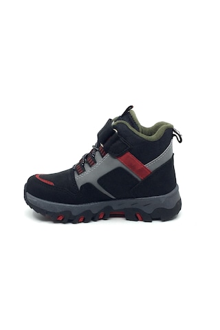 Taşpınar Pro - Star Erkek Rahat Çocuk Kışlık Kısa Bot Spor Ayakkabı 23-35 Siyah - Kırmızı