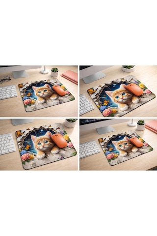 Sevimli Minik Kedi Desenli Mouse Pad Mousepad