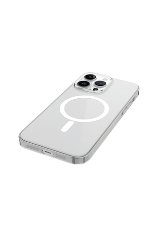 Apple Uyumlu iPhone 14 Pro Kamera Korumalı M-safe Şarj Özellikli Şeffaf Mkst London Silikon Kapak - Şeffaf Şeffaf