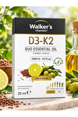 Walker' Vitamins D3 K2 20 Ml Zeytinyağı , Keten Tohumu Yağı Sprey Damla - Walkers D3 K2 20 Ml Zeytinyağı , Keten Tohumu Yağı Sprey Damla