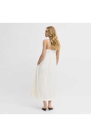 Jack & Jones Kadin Kare Yaka Kolsuz Uzun Elbise - Almira - 12287739 Blanc De Blanc