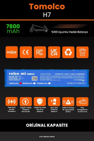 Tomolco H7 / 36v 7800mAh Elektrikli Scooter Bataryası