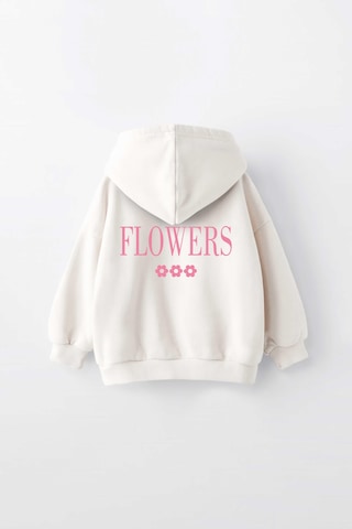 Kız Çocuk Lifes Garden Baskılı Kapüşonlu Manşetli Sweatshirt Krem