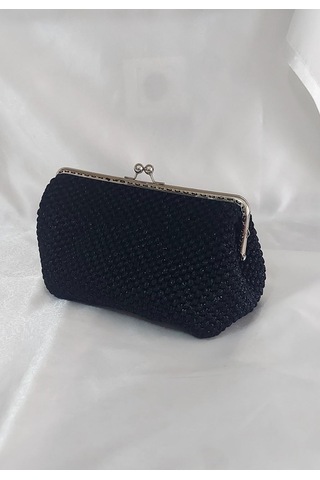Umela Butik Siyah Bayan El Çantası Siyah Simli
