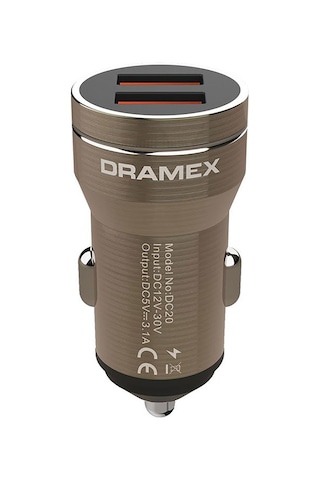 Dramex Dc20b 3.1a 2xusb-a Çıkışlı Hızlı Araç Şarj Cihazı - Metalik Kahverengi