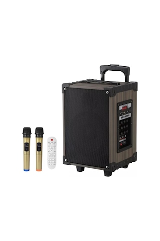 12 Inç Bluetooth Hoparlör 2 Adet Kablosuz Mikrofonlu Karaoke Bass Kabin Anfi Gitar Girişli