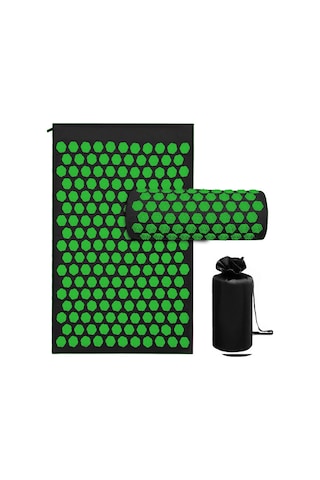 Ranyeek Tpe İğne Dizaynlı Akupunktur Mat, Boyun Yastığı Ve Acanthosphere Üçlü Set - Akne Merkezleri Masajı İçin, Yüzey Dostu Pamuklu, Katlanabilir Ve Yıkama Uygun Siyah Çok Renkli