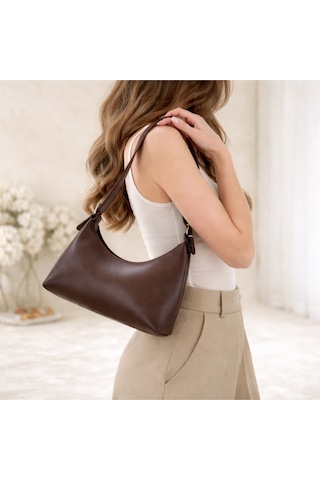 Vogueastyle Minimal Kahve Omuz Çantası Baguette Model Bordo