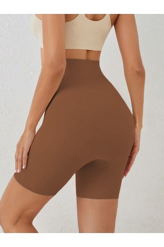 Mistirik Porfy Model Dikişsiz Toparlayıcı Ve Sıkılaştırıcı Lazer Kesim Kısa Tayt Şort Kahve Renk Kahve