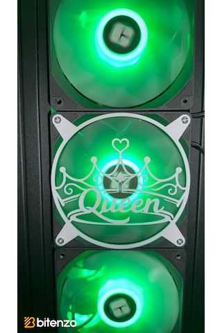 Kraliçe Tacı "queen" Yazılı 120x120 Mm Pc Fan Kapağı - Masaüstü Bilgisayar Fan Kapağı Beyaz