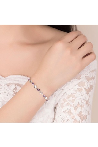 Mor Aşk Şekilli Bileklik Zirkon Kristal Bileklik Mor