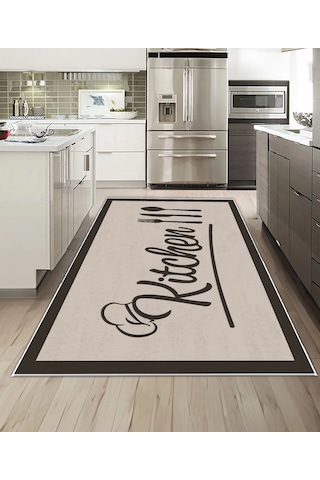 Dijidekor Işıltı Koleksiyonu Model244 Süngerli Dijital Baskılı Saçaksız Mutfak Halısı Yolluk