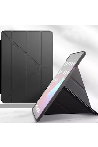 Apple iPad Uyumlu Air 11 M2 İçin Kılıf A2902 11 İnç 2024 Kalem Koyma Bölmeli, Stand Olan, Uyku Modlu Silikon Arka Yüzey Suni Arka Kapak