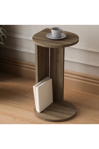 İnarch Dizayn Drop Modern Tasarım Yan Sehpa Kompakt Ve Ergonomik Yan Masa Antik Ceviz Açık Ceviz